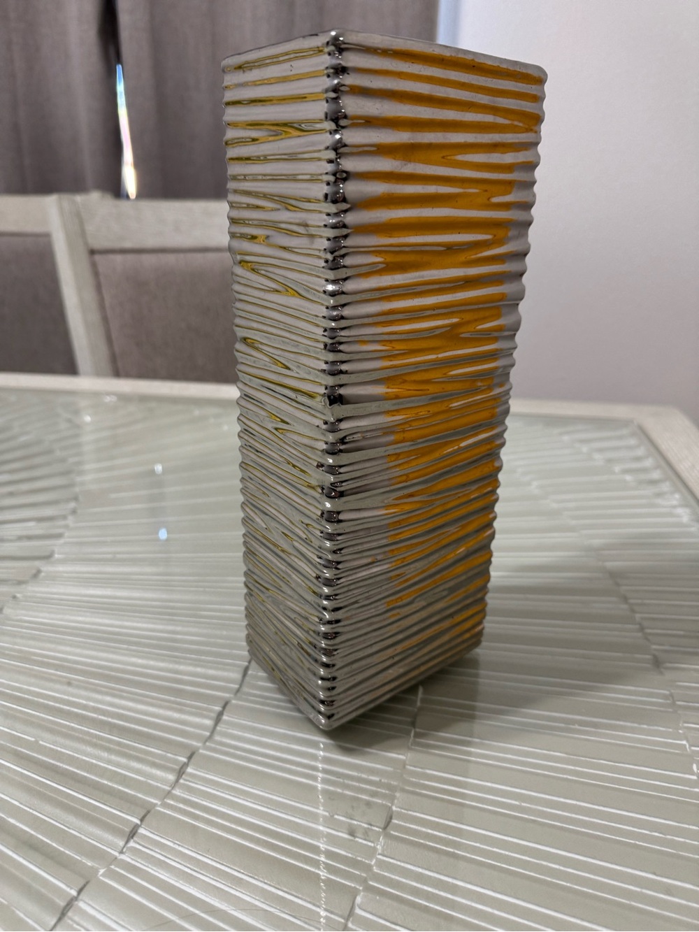 Modern Rectangular Vase in Silver